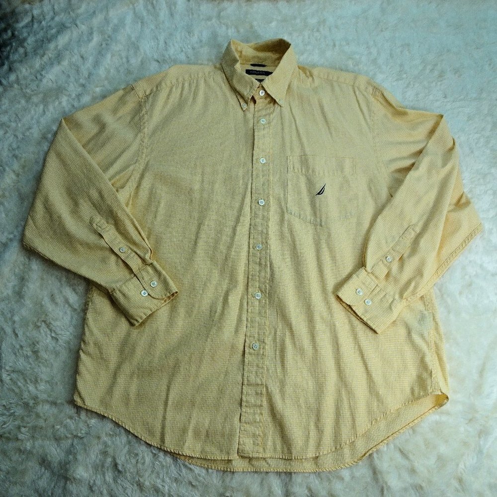 Nautica Yellow Button Down Shirt Size Large